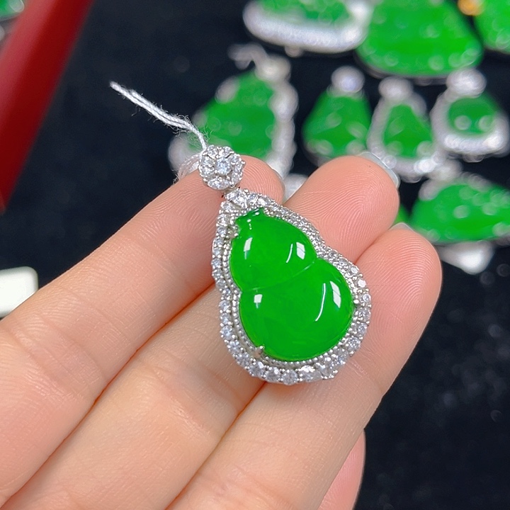 翡翠银S925镶嵌吊坠(不含链)
