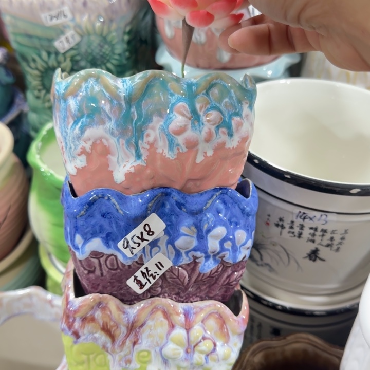 凑9块包邮，有孔，陶瓷花盆