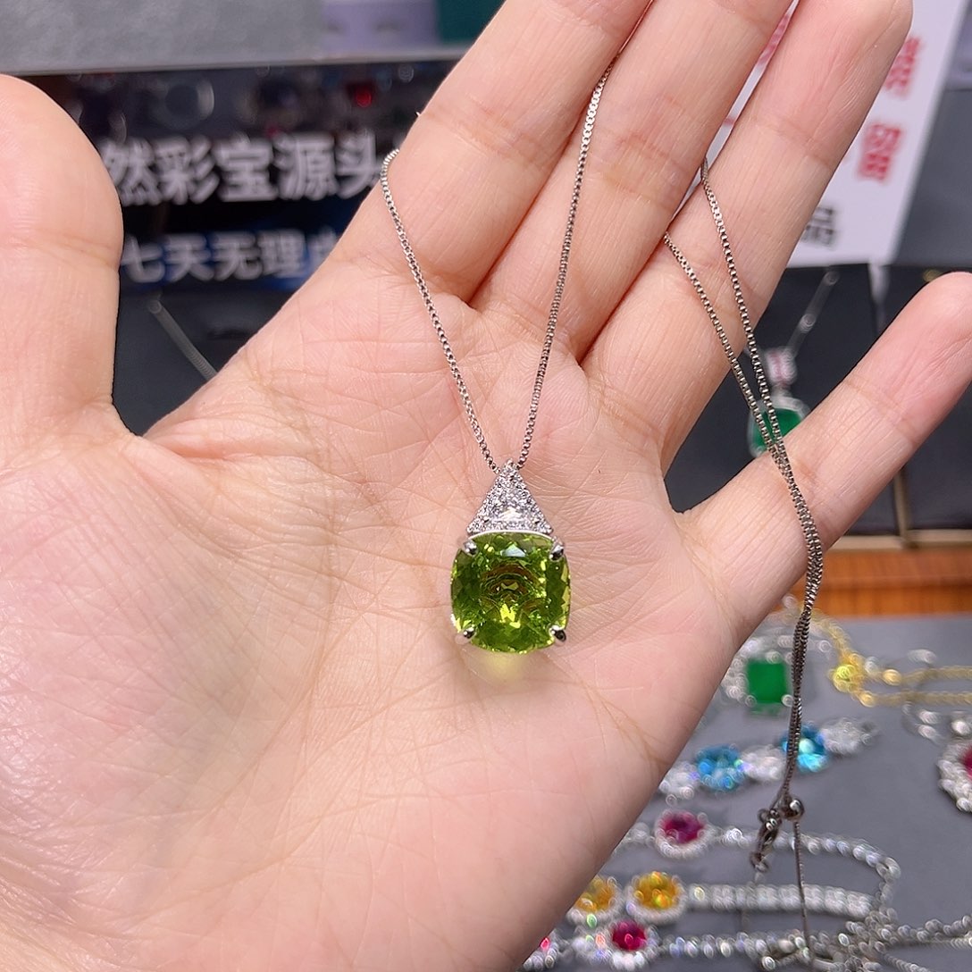 橄榄石戒指银S925镶嵌w 158