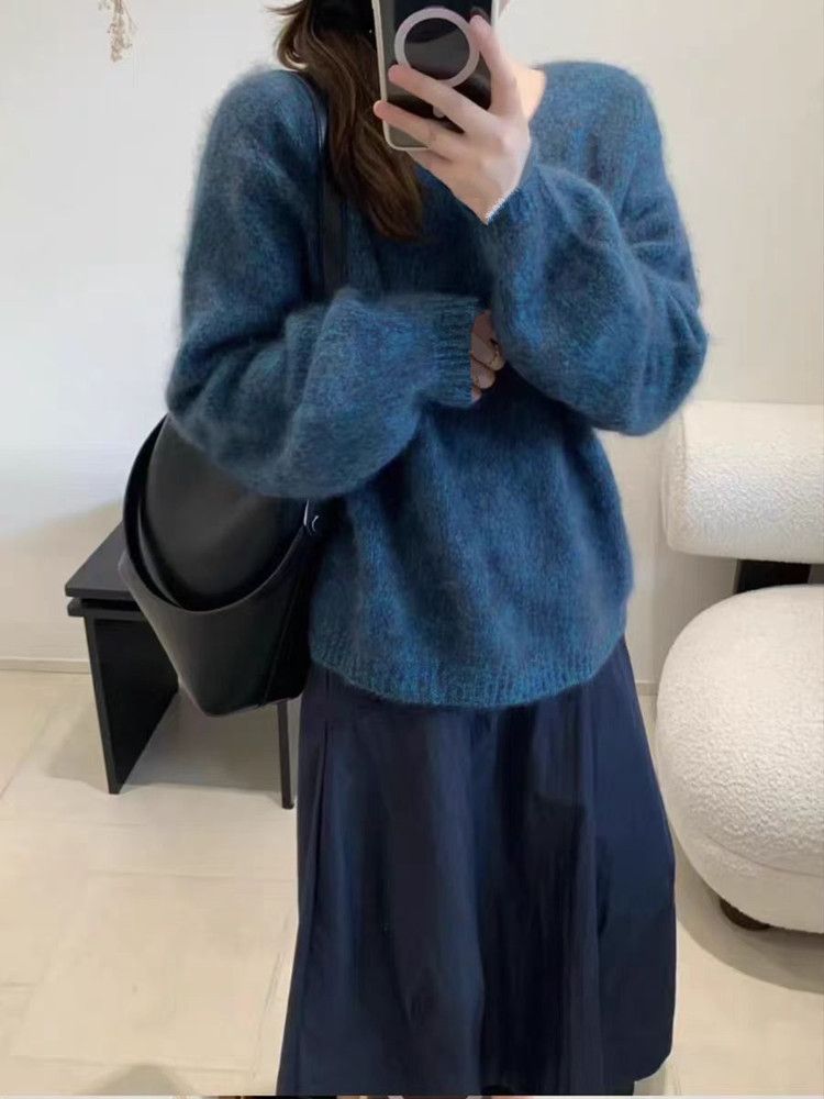 秋冬上新 羊毛羊衫拉绒圆领女生针织衫MX914