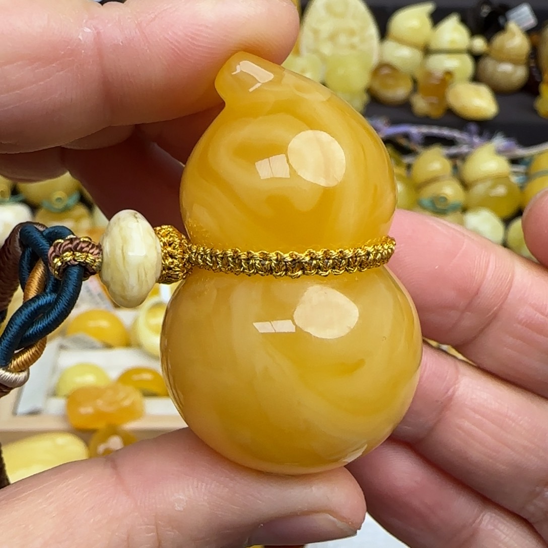 蜜蜡套链未镶嵌天然焦皮料蜜蜡葫芦吊坠