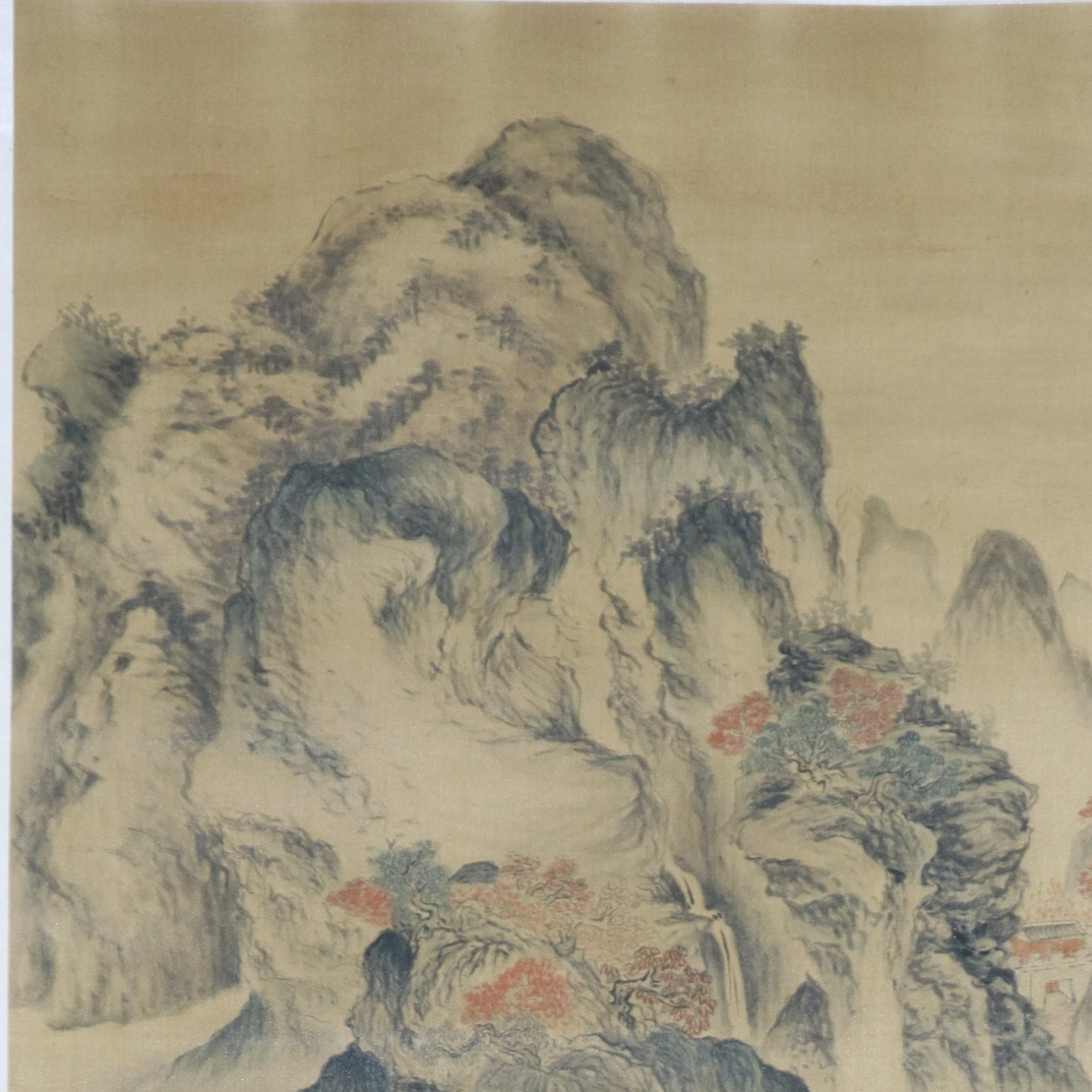 绢本山水《关山萧寺》