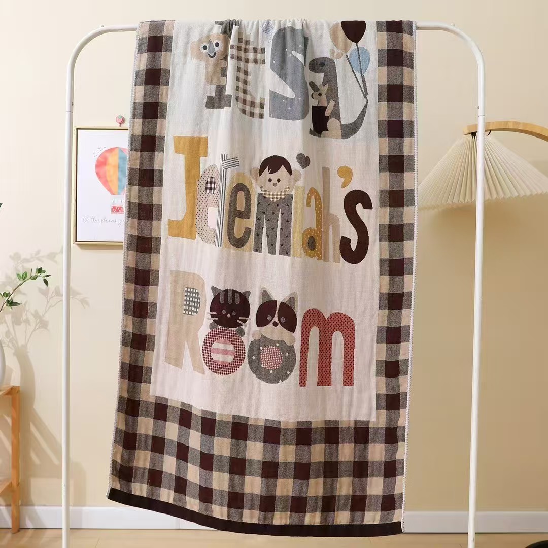 75*150cm多层纱布加厚柔软吸水浴巾居家日用