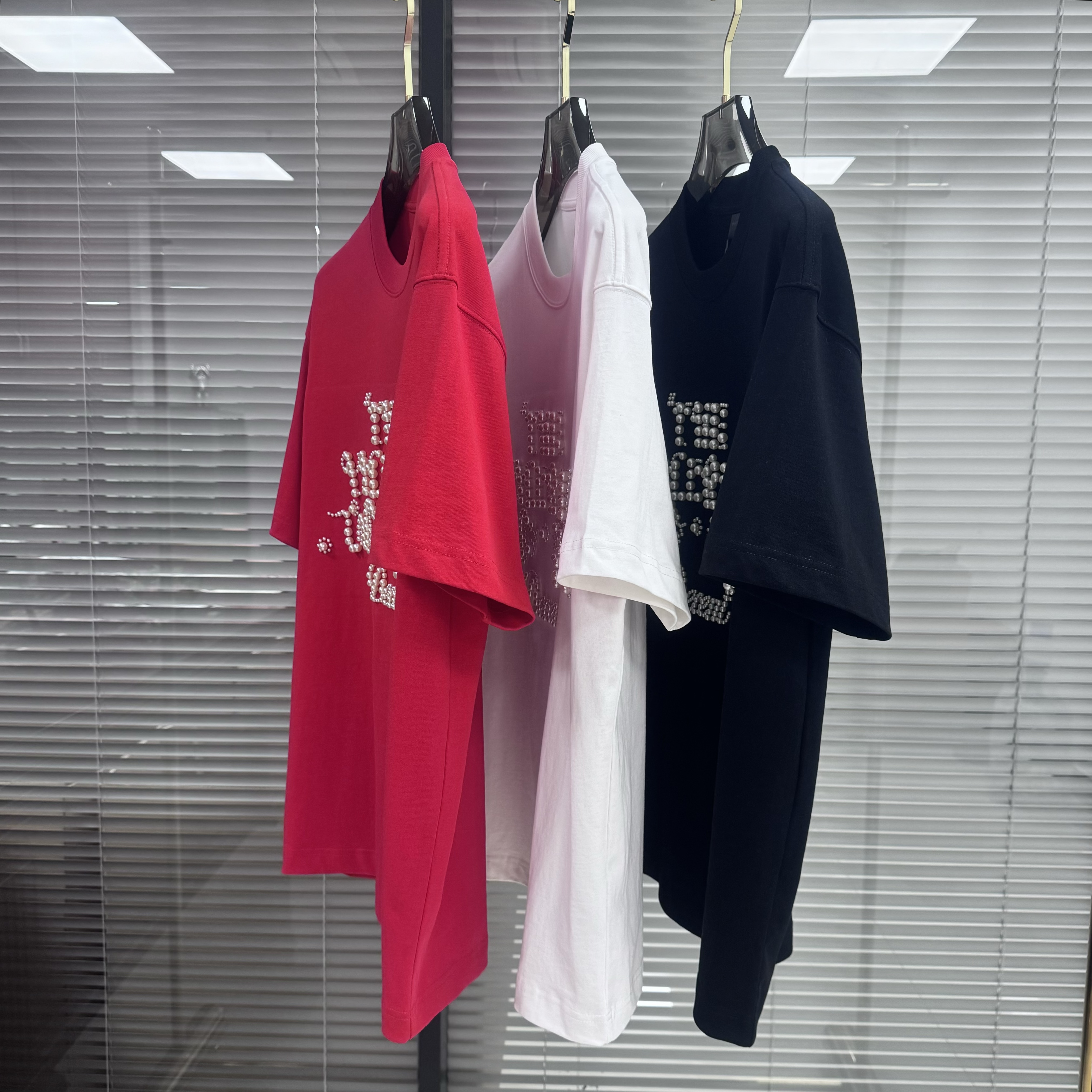 2025重磅纯棉钉珠T恤 8005#