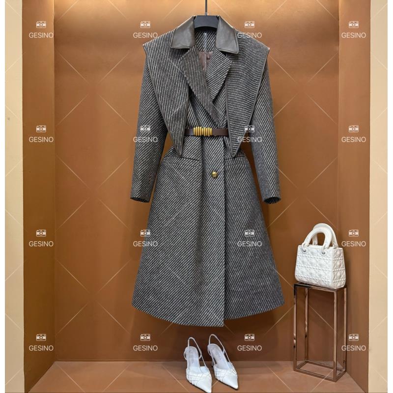 【丽】秋冬气质小香风时尚收腰女士翻领中长款外套 QD-2024873