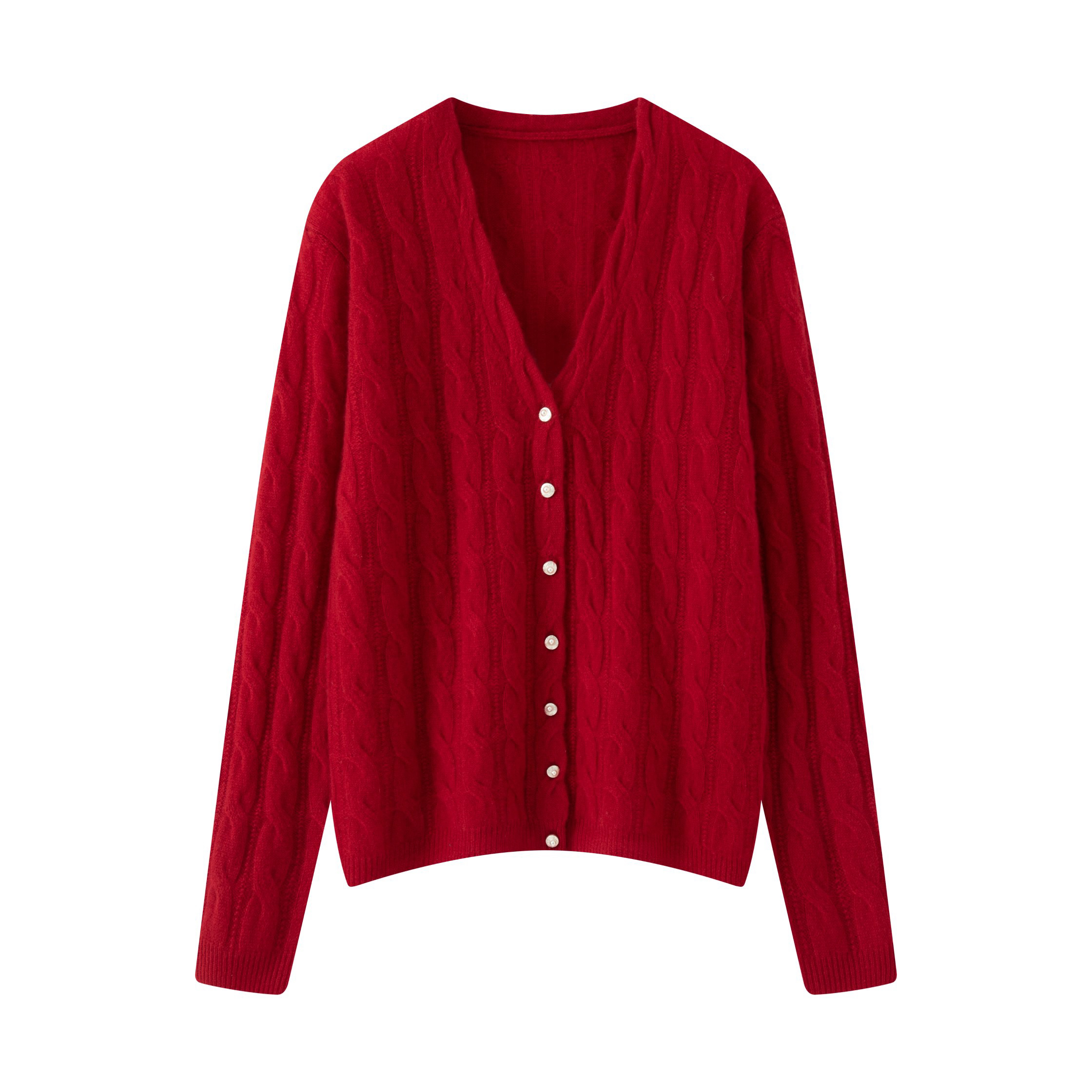 100山羊绒交花Ｖ领开衫