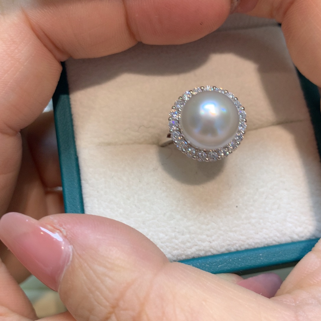 海水珍珠戒指银S925镶嵌