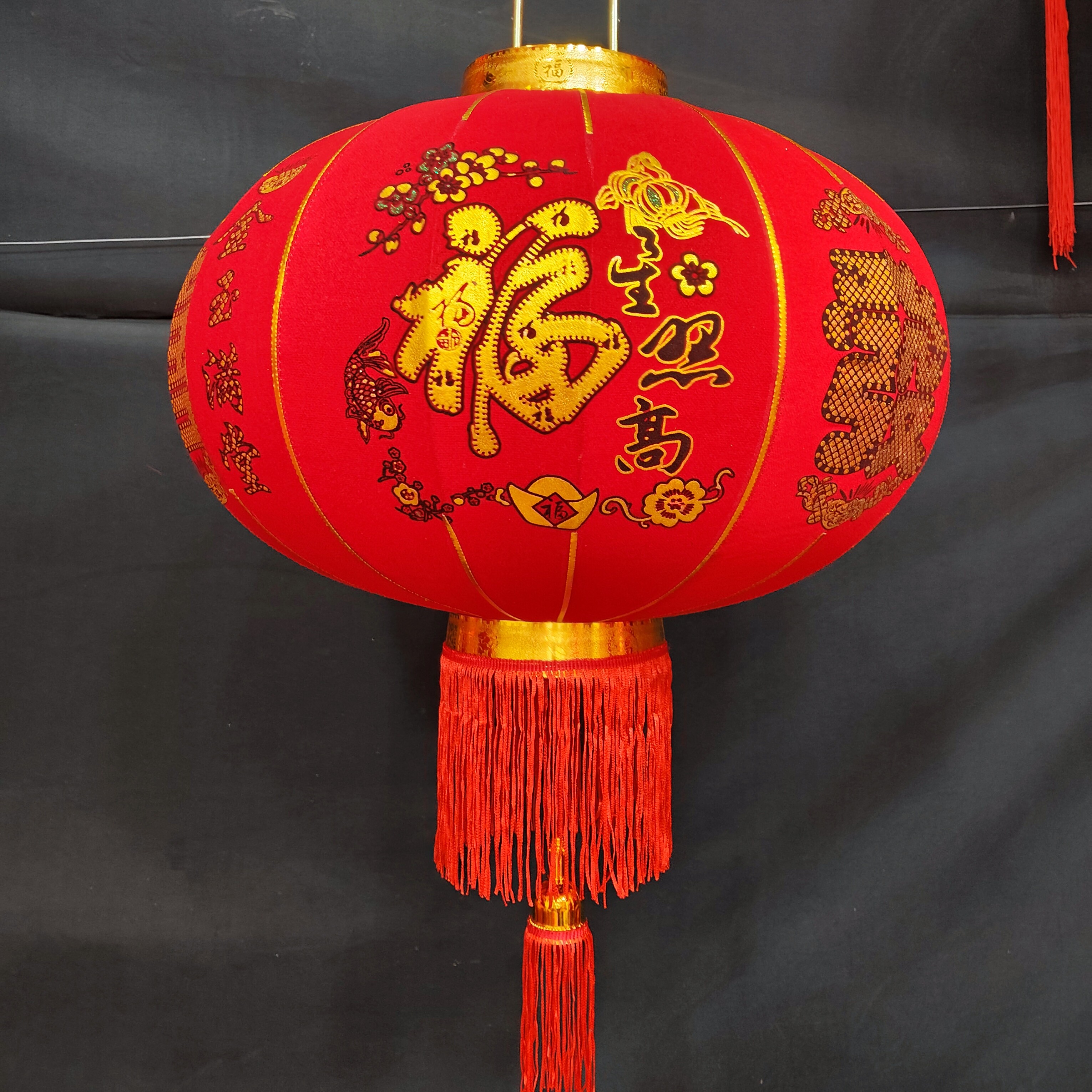 长杆加厚植绒布烫金大红灯笼庭院批发新年灯笼批发厂家直销