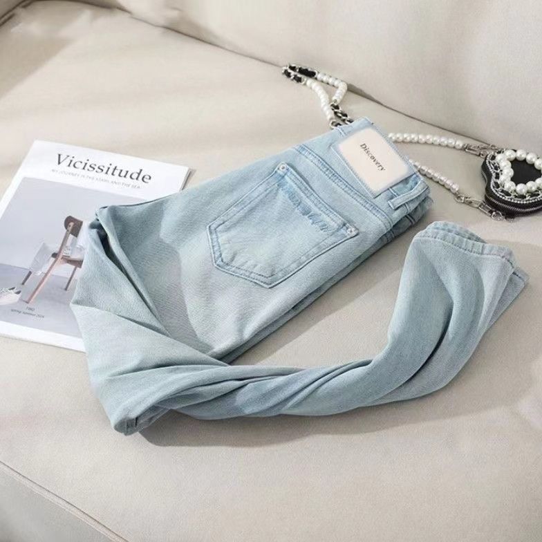 莱赛尔天丝夏季新款窄版阔腿裤薄款高腰牛仔裤女冰凉垂感爆款裤子