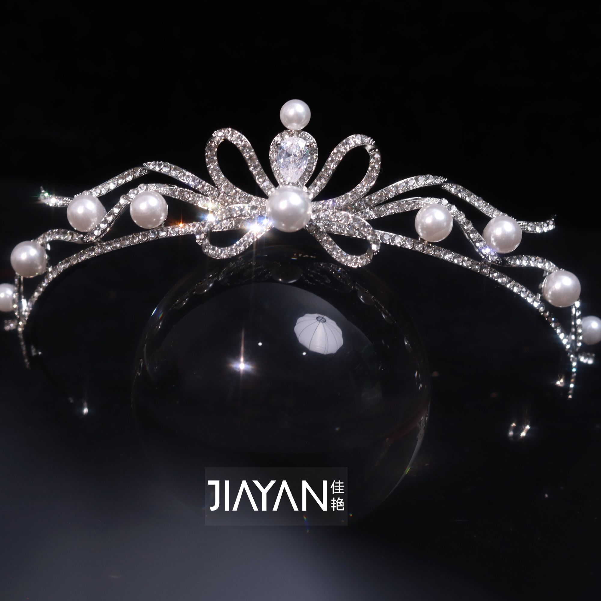 7164新款皇冠重工韩系立体蝴蝶结简约仙气网感生日新娘头饰