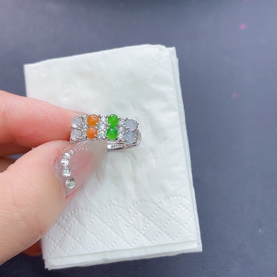 翡翠戒指银S925镶嵌精品•戒指