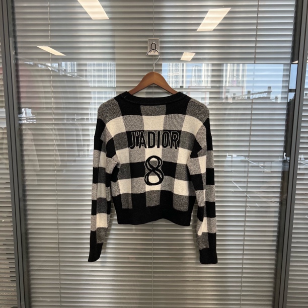 未使用 DIOR/迪奥 迪奥/Dior 黑白格纹羊毛毛衣 34码 99新#zz6693