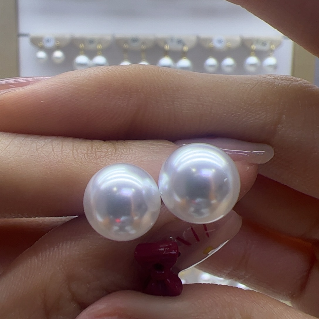 淡水珍珠耳饰18K金镶嵌