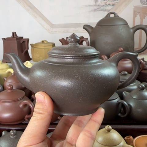 紫砂茶壶梨皮天青300cc