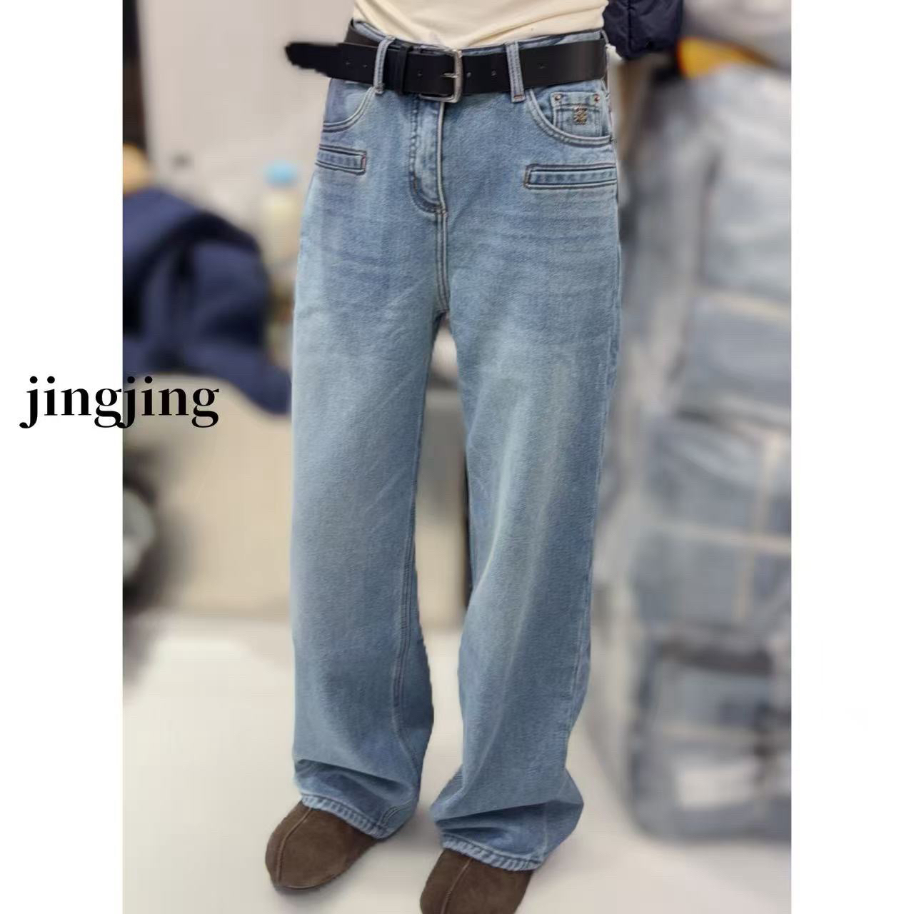 冬季新款休闲百搭窄版直筒牛仔裤(98562)