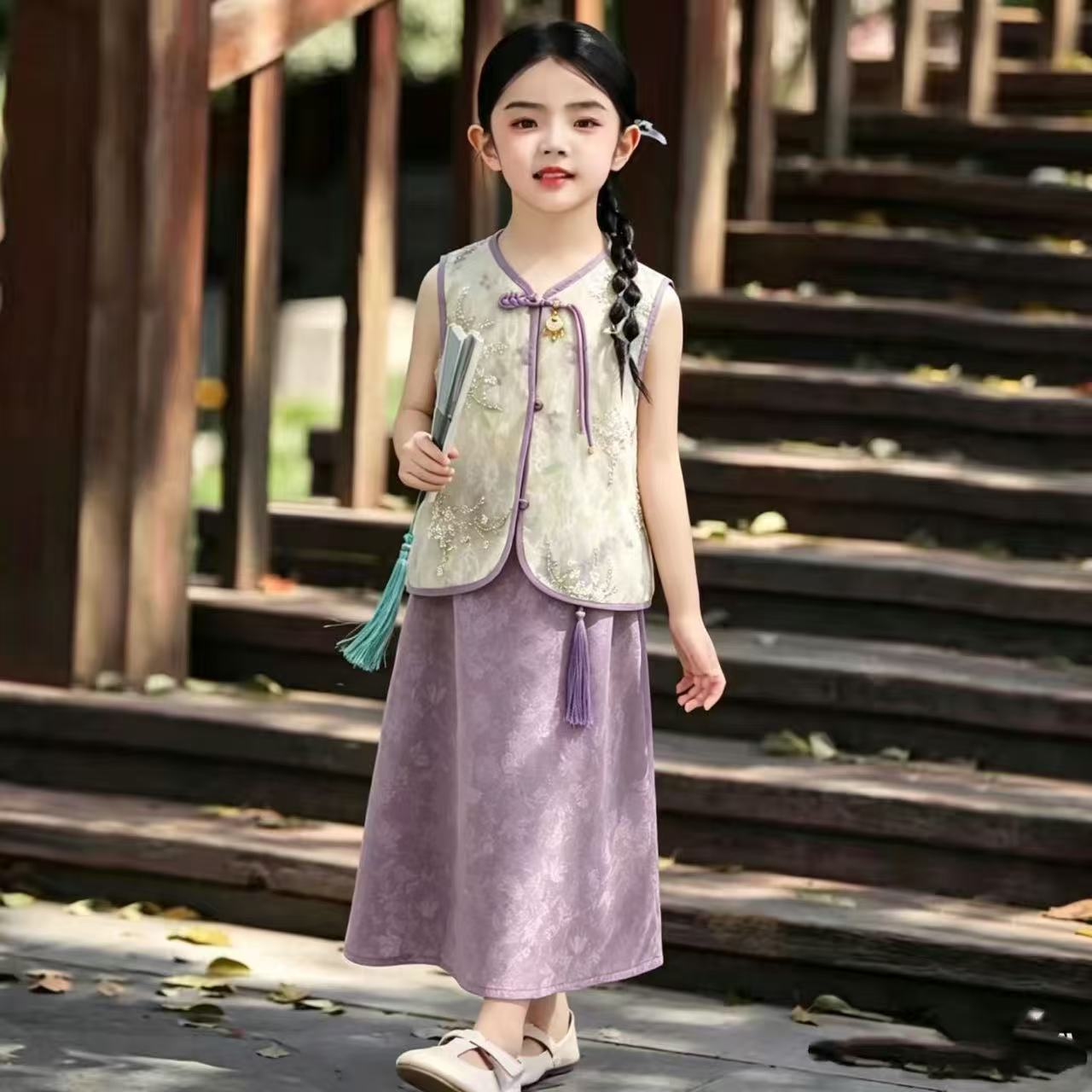 SUger Yuu汉服女童套装【九紫琉璃火】上衣+裙子