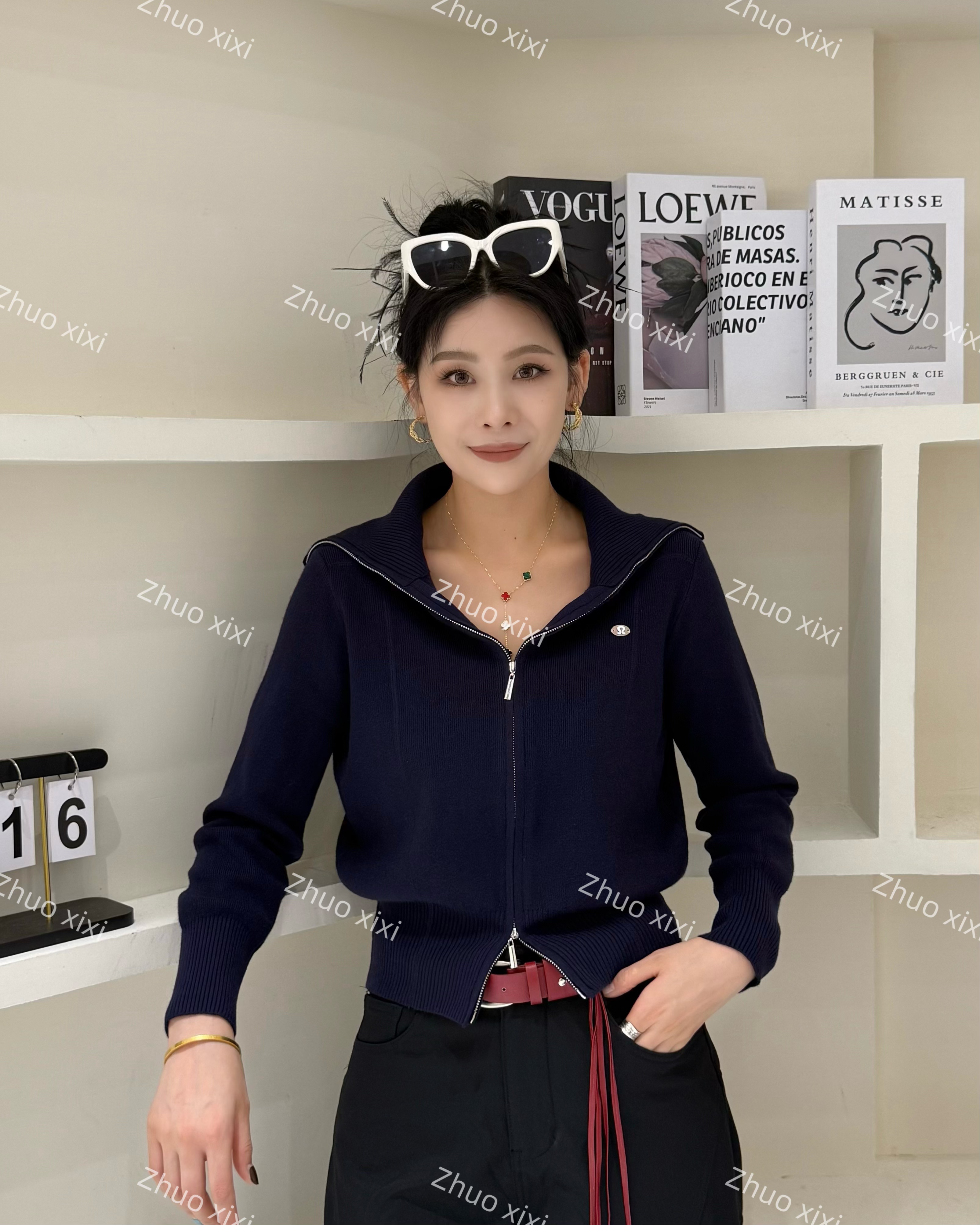 ZHUOXIXI【休闲日记】欧货高端翻领针织衫外套-0578