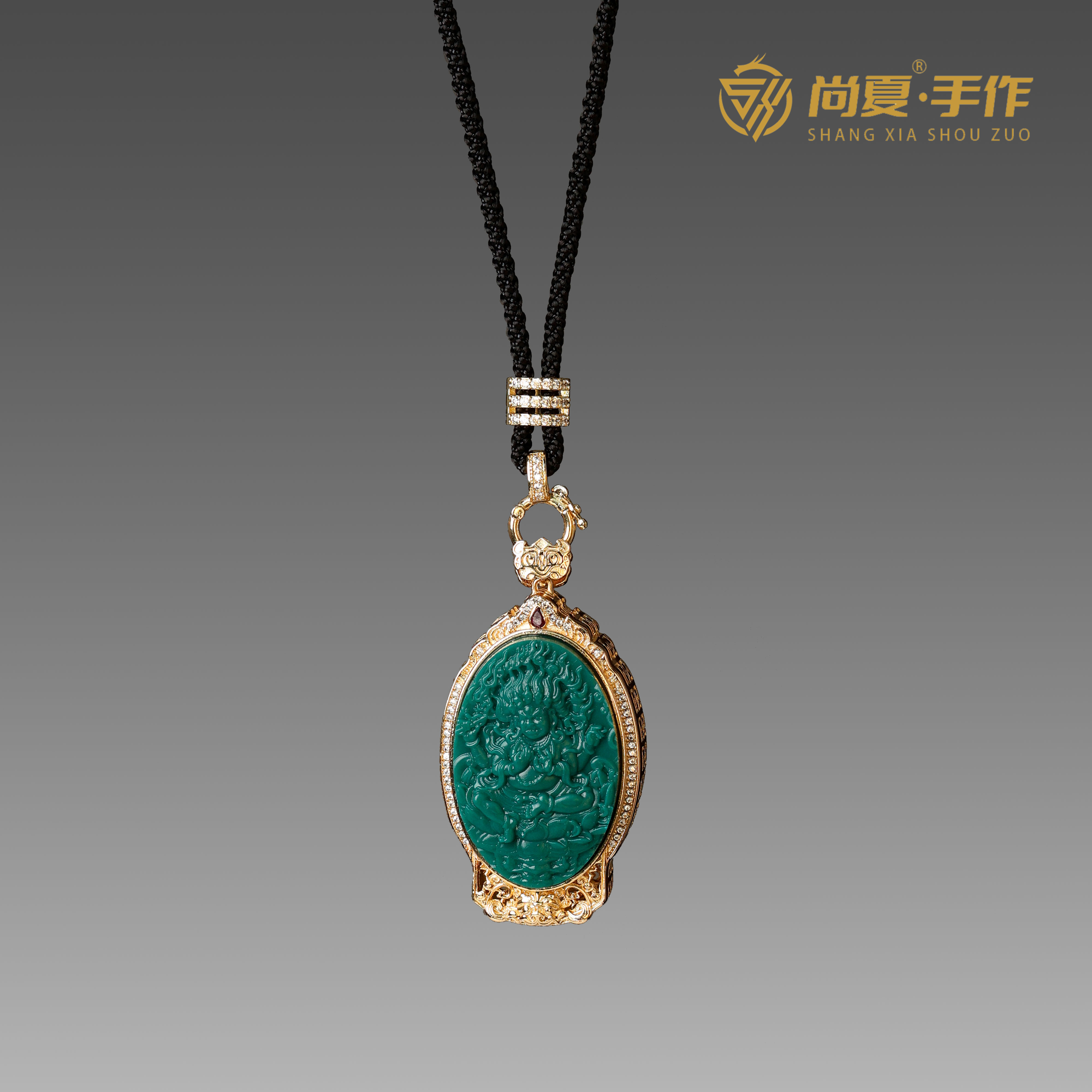 尚夏高瓷琉璃地狱色吊坠项链精工