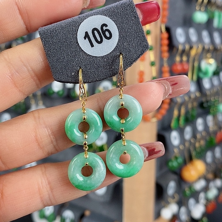 翡翠耳饰18K金镶嵌耳饰