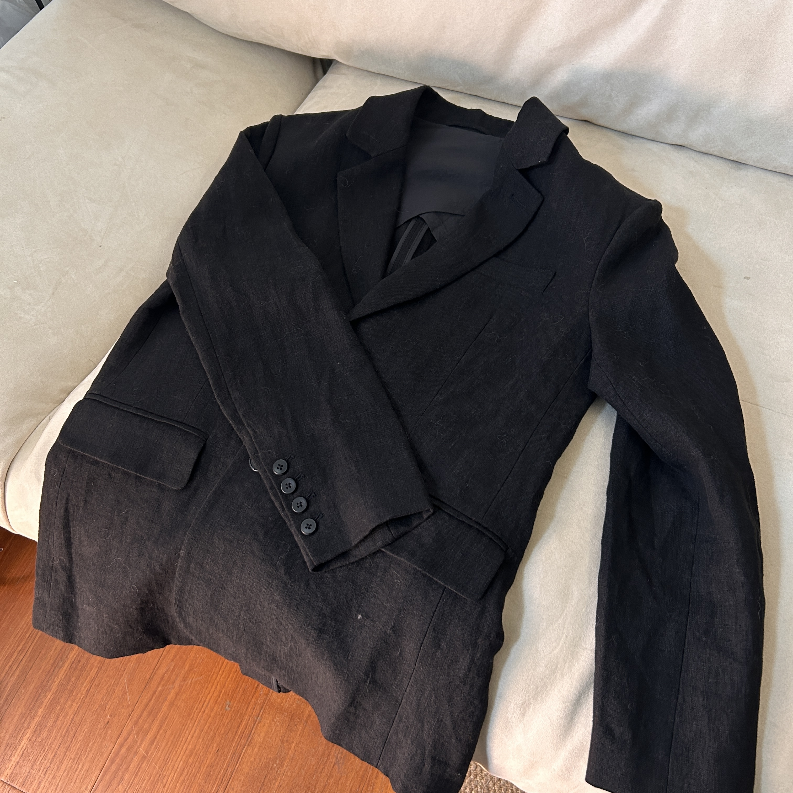 【100亚麻】简约百搭设计感翻领西装外套Y906