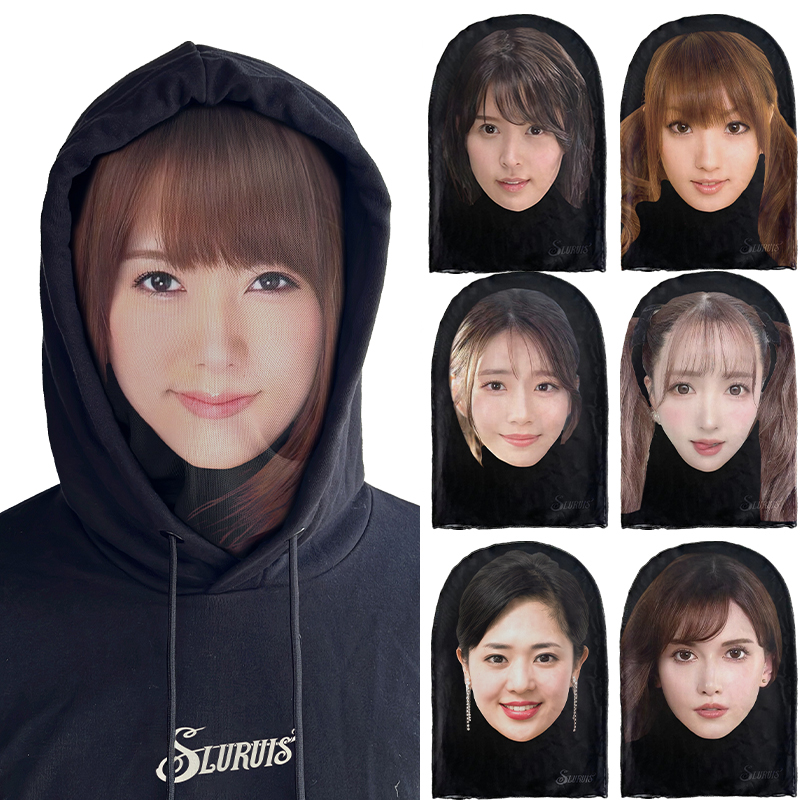  日本女星苍老师河北3D人脸恶搞头套装扮面罩cosplay搞笑网纱面具