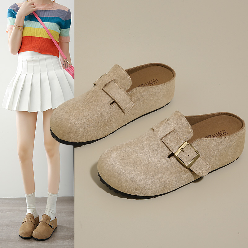 厚底内增高勃肯包头半拖鞋女外穿2025新款春季小个子博肯穆勒凉拖