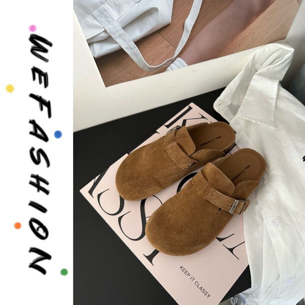 【WE】复古一脚蹬厚底包头博肯拖鞋