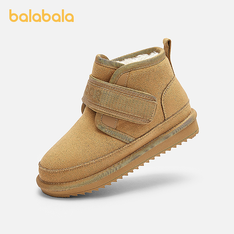 巴拉巴拉童鞋儿童雪地靴男女童短靴加厚加绒2026新款冬靴子魔术贴