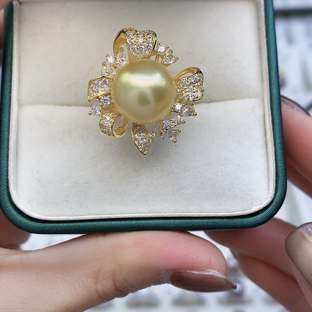 银S925镶嵌戒圈海水珍珠