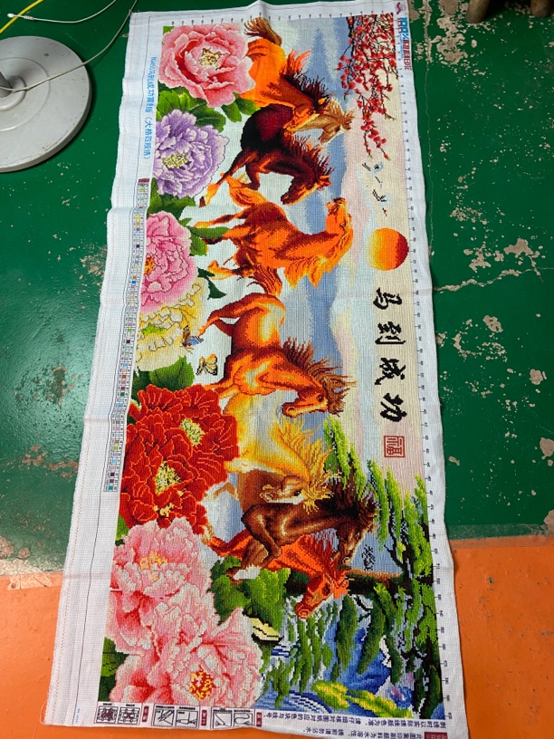 纯手工十字绣成品马到成功富贵版145cm客厅挂画