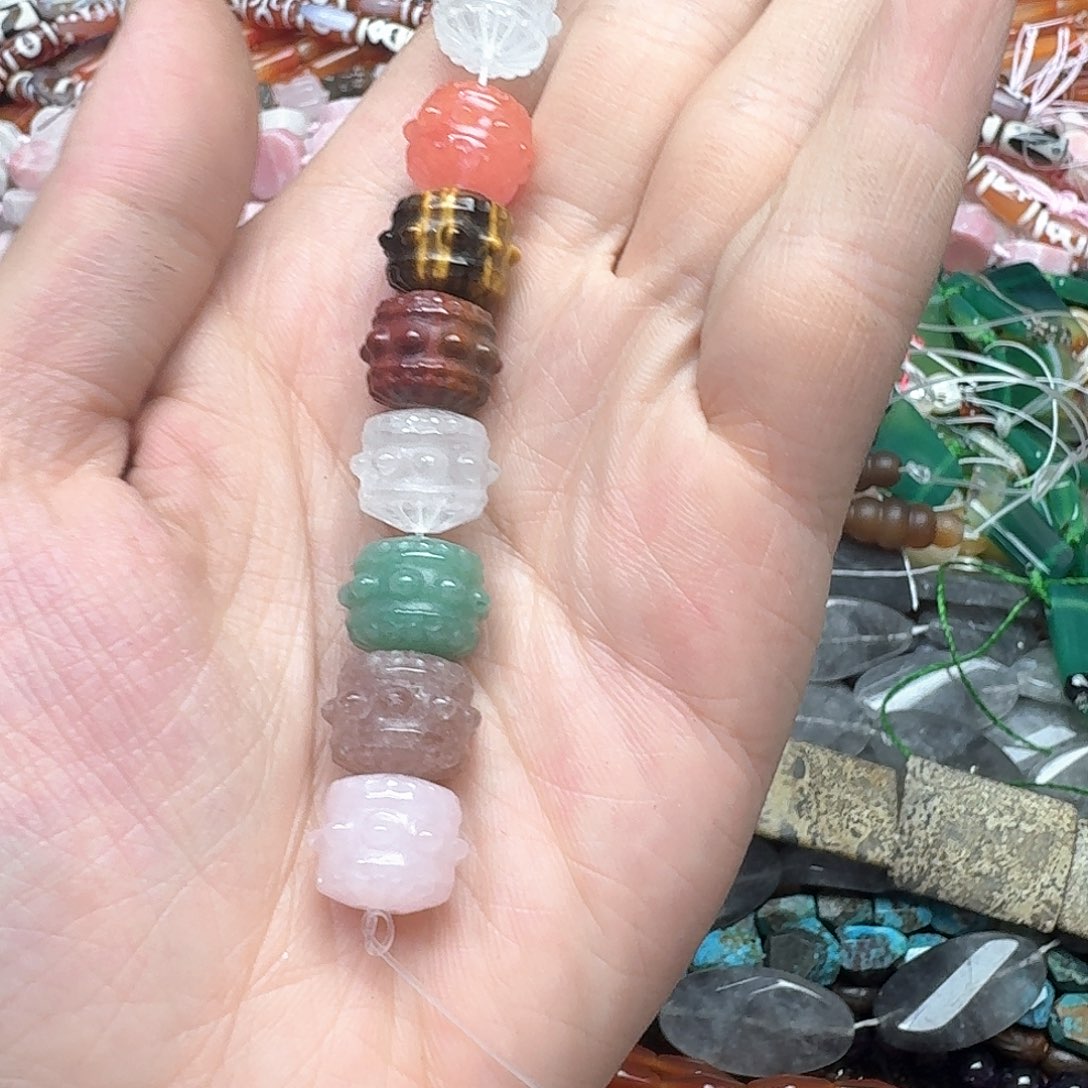 玛瑙/玉髓合金珠宝半成品一颗14mm鼓珠