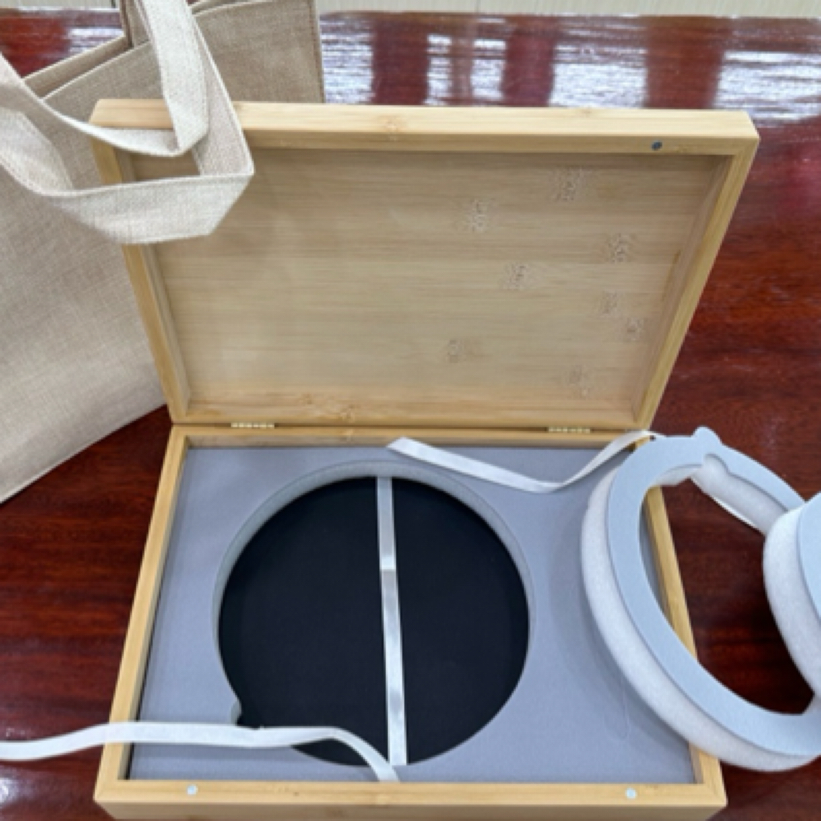 翻盖竹木空礼盒棉麻手提袋铝箔内袋红茶绿茶茶饼200g357g空礼盒