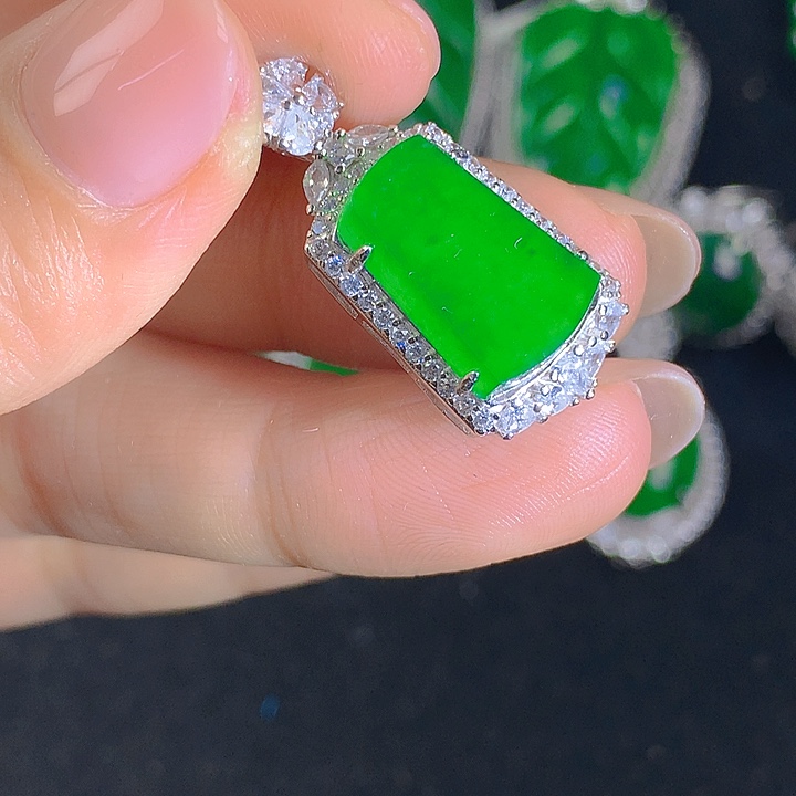 翡翠吊坠(不含链)银S925镶嵌