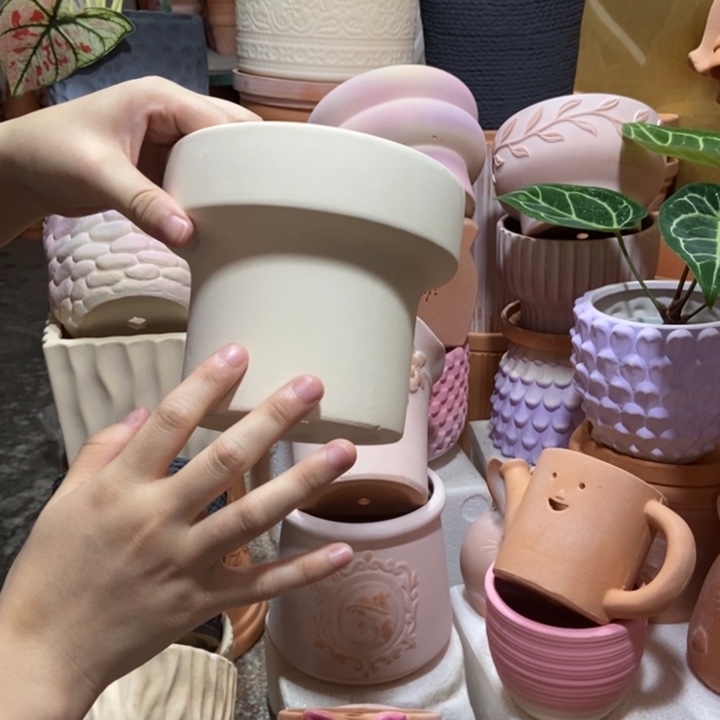 15×13白陶束腰盆 粗陶1个