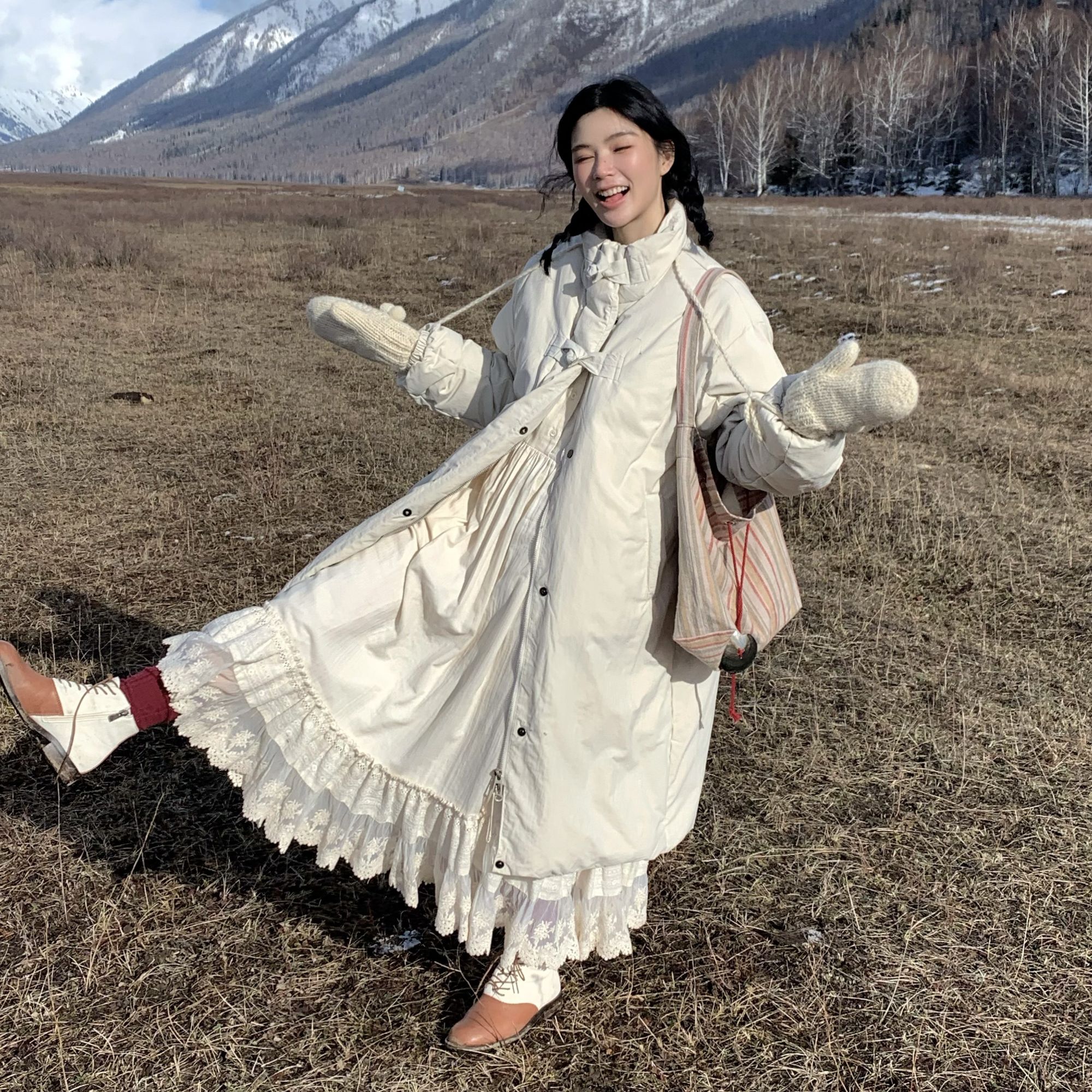 秋屿moment  冬季宽松休闲中长款羽绒服