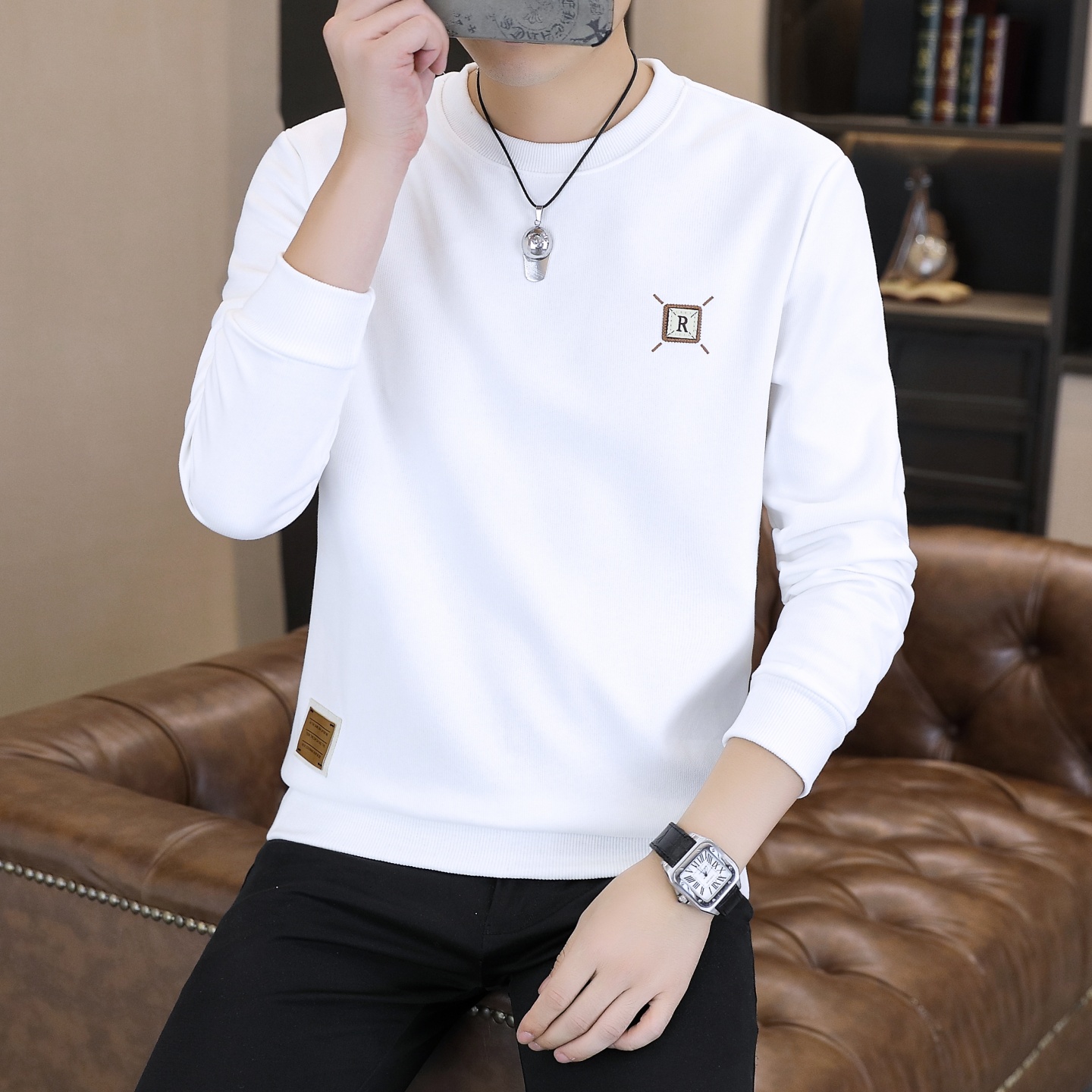 春秋季男士卫衣长袖圆领潮流宽松休闲打底衫百搭T恤男上衣服秋衣