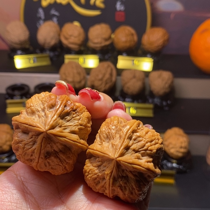 文玩核桃把件高山流水四棱40尺