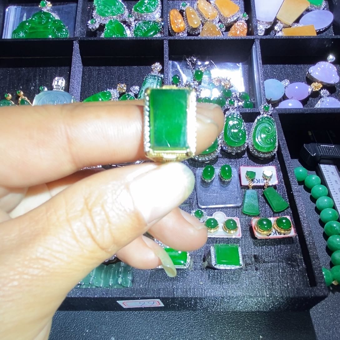 翡翠银S925镶嵌戒指3