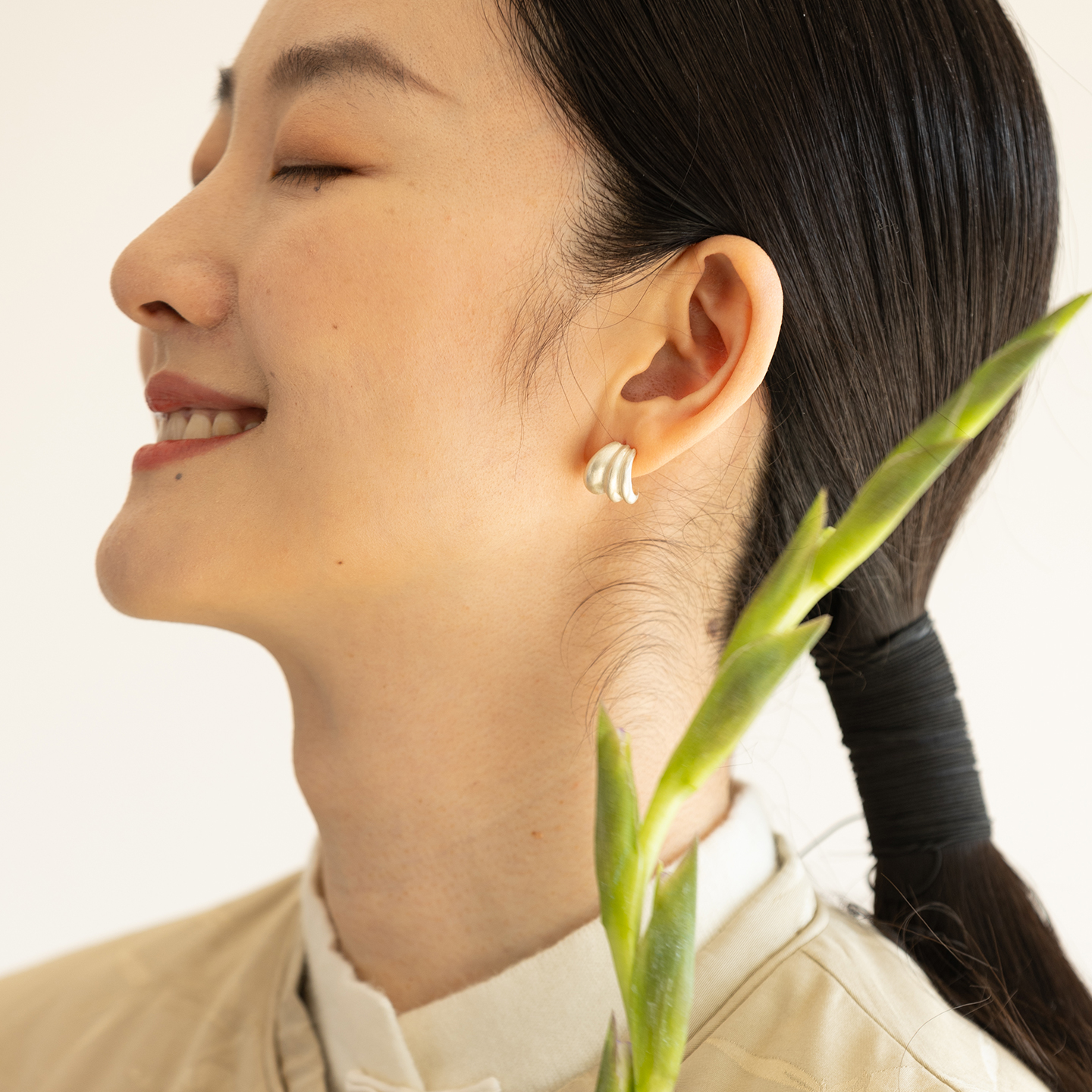 925银耳饰 牧衣游 简约文艺复古百搭s925银耳环 乐渝【不支持会员