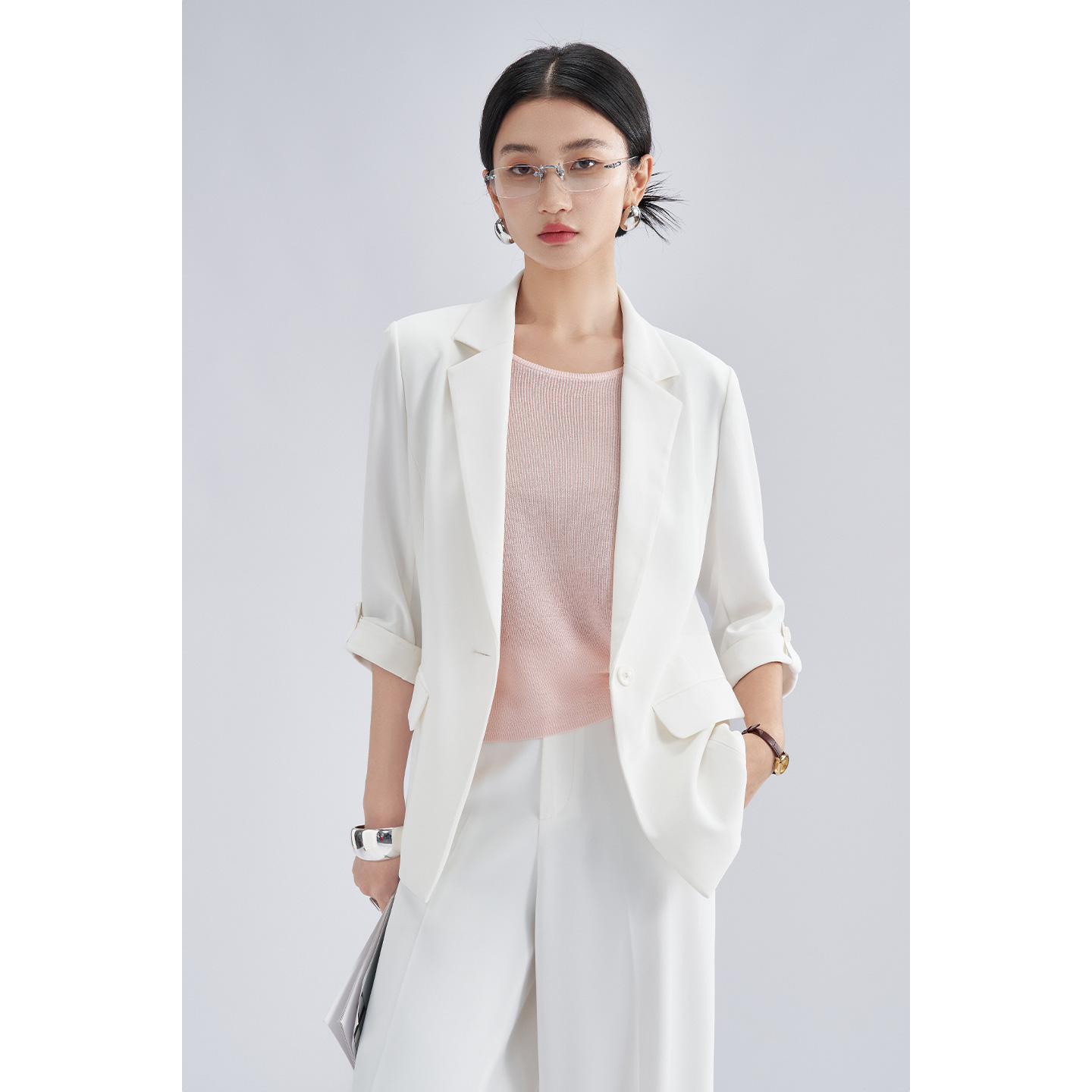 【薇薇专属】夏季简约时尚西装外套职业通勤七分袖5M25BX3269