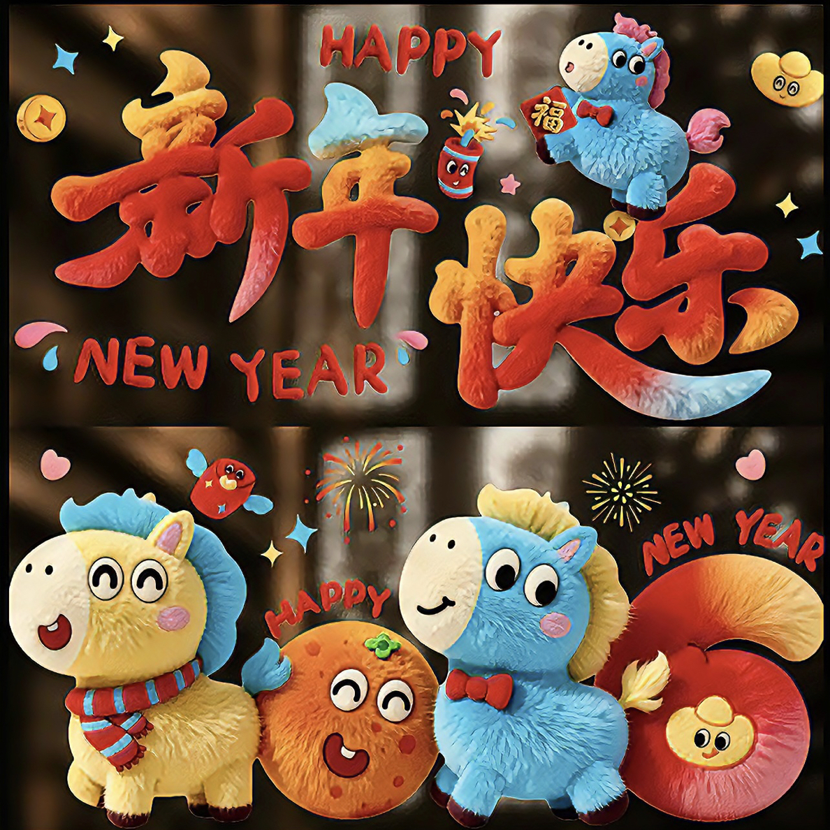 【5D立体窗花】静电贴装饰橱窗玻璃新年过年布置新家窗花