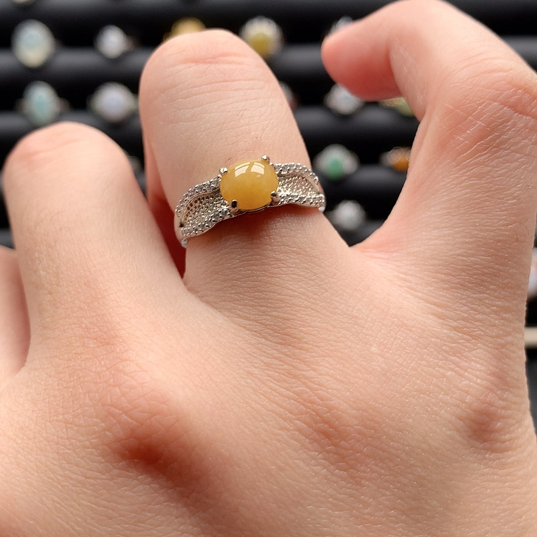 翡翠戒指银S925镶嵌0048