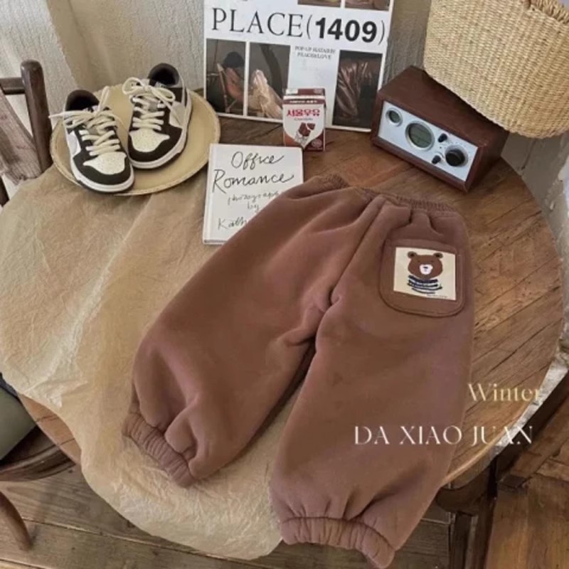 2025秋冬新款男童女童保暖绒宝宝裤舒适宽松加绒一体绒透气卫裤