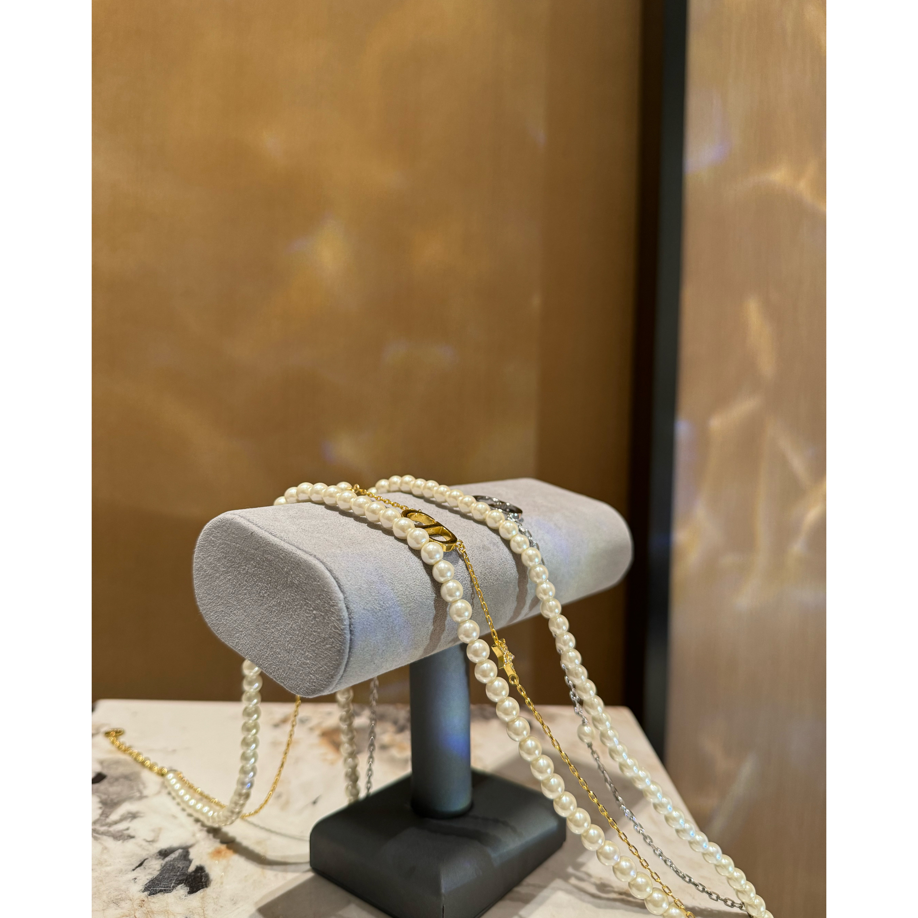 铜合金仿珍珠项链 P0932  法式气质星星贝珠项链