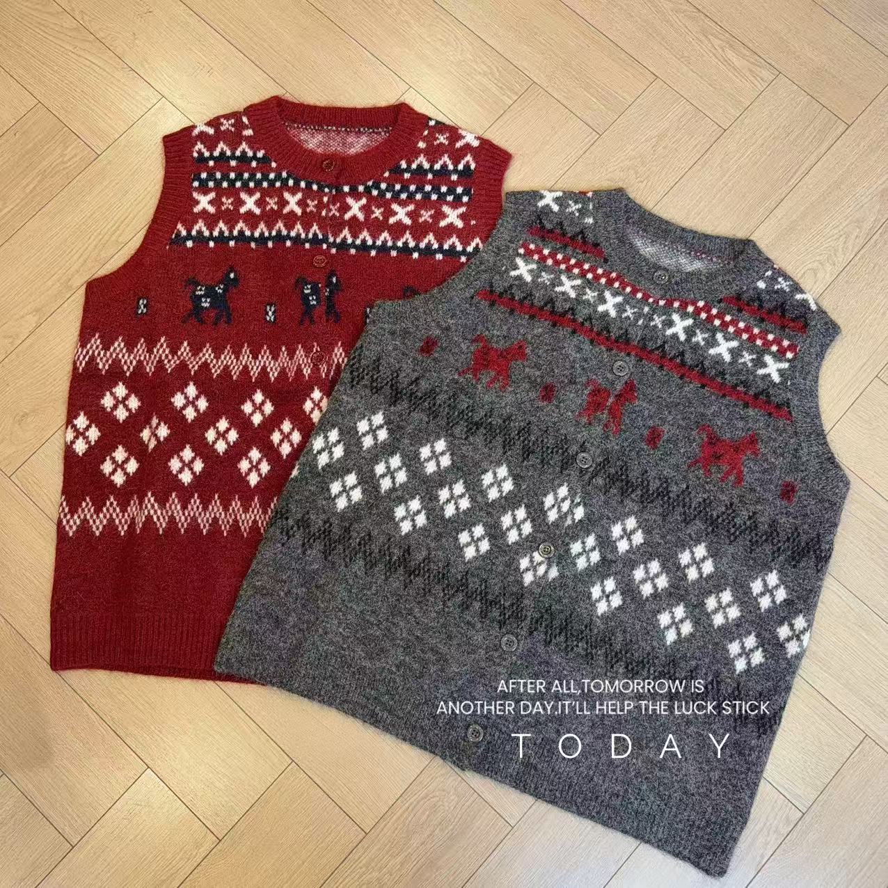 【WJ】冬款 周 3082俩色时尚针织马甲（均码）