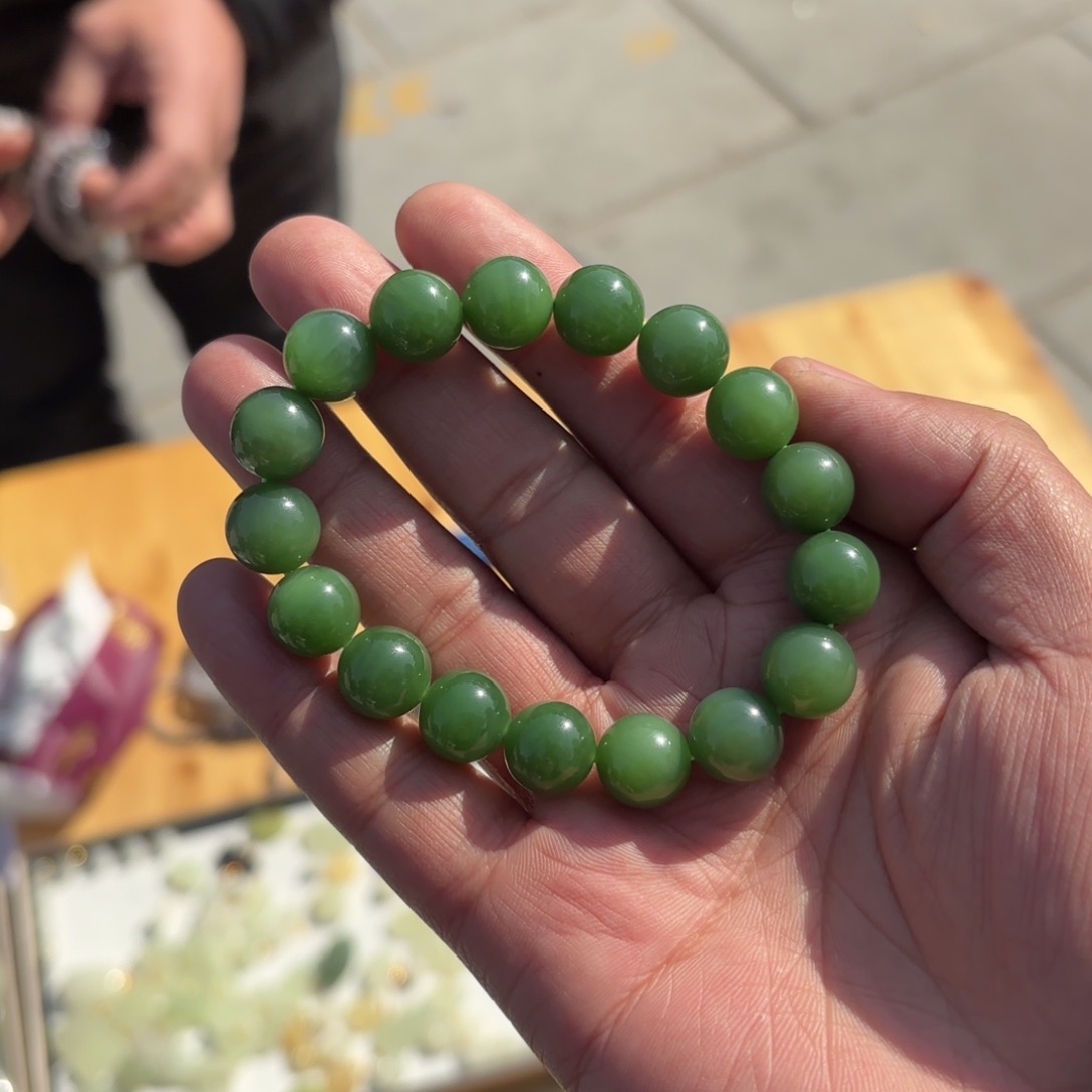 和田玉（碧玉）手串卡12未镶嵌