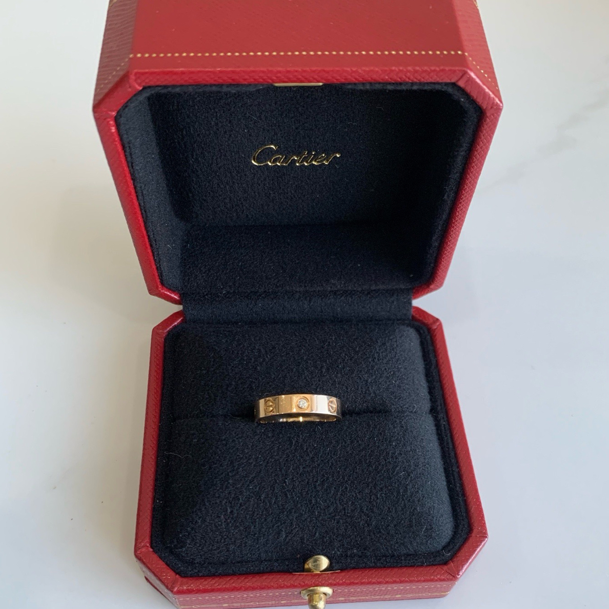 99新 Cartier/卡地亚 玫瑰金色单钻戒指52圈号 