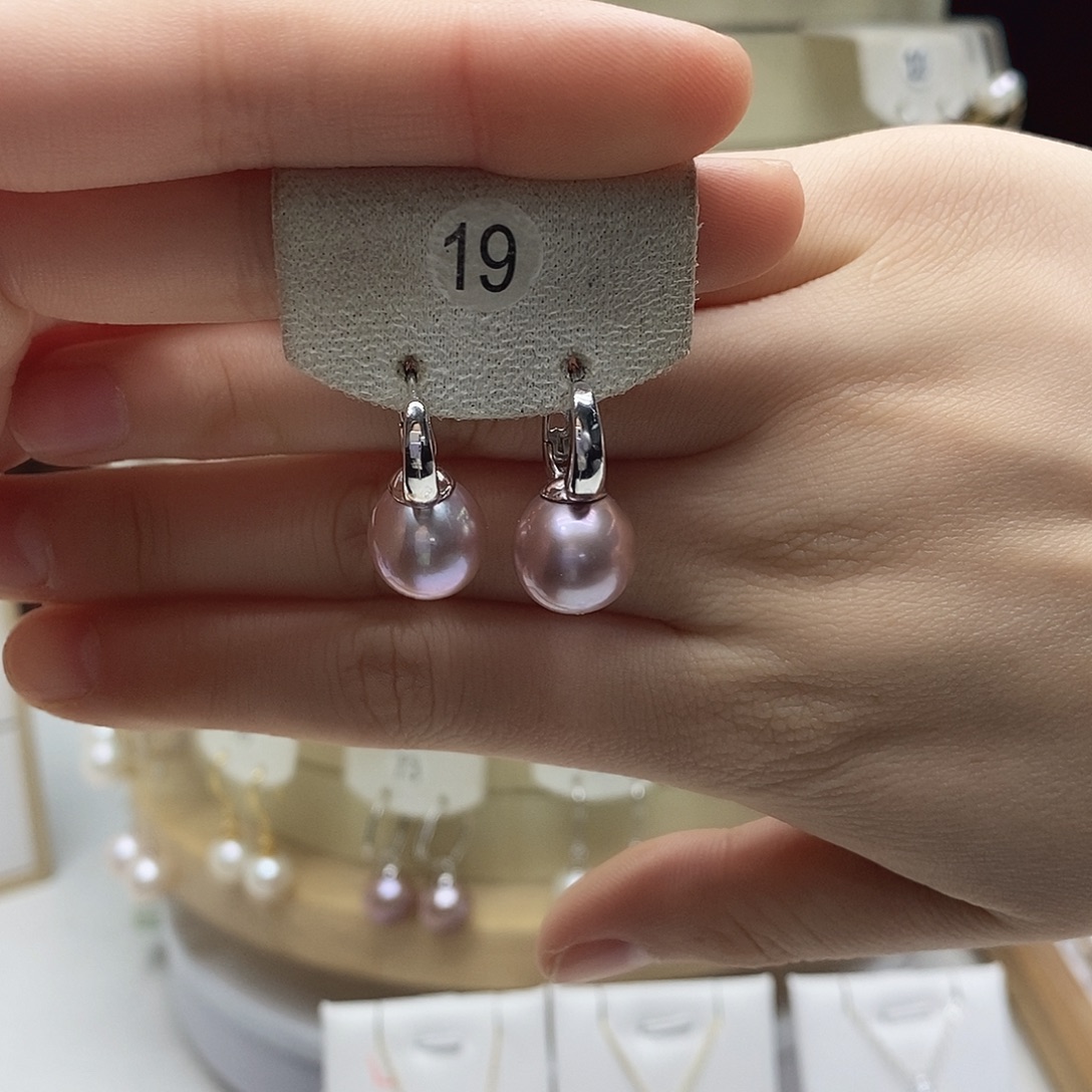 银S925镶嵌淡水珍珠耳饰