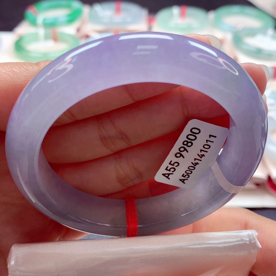 翡翠手镯未镶嵌55正冰浓紫（26）