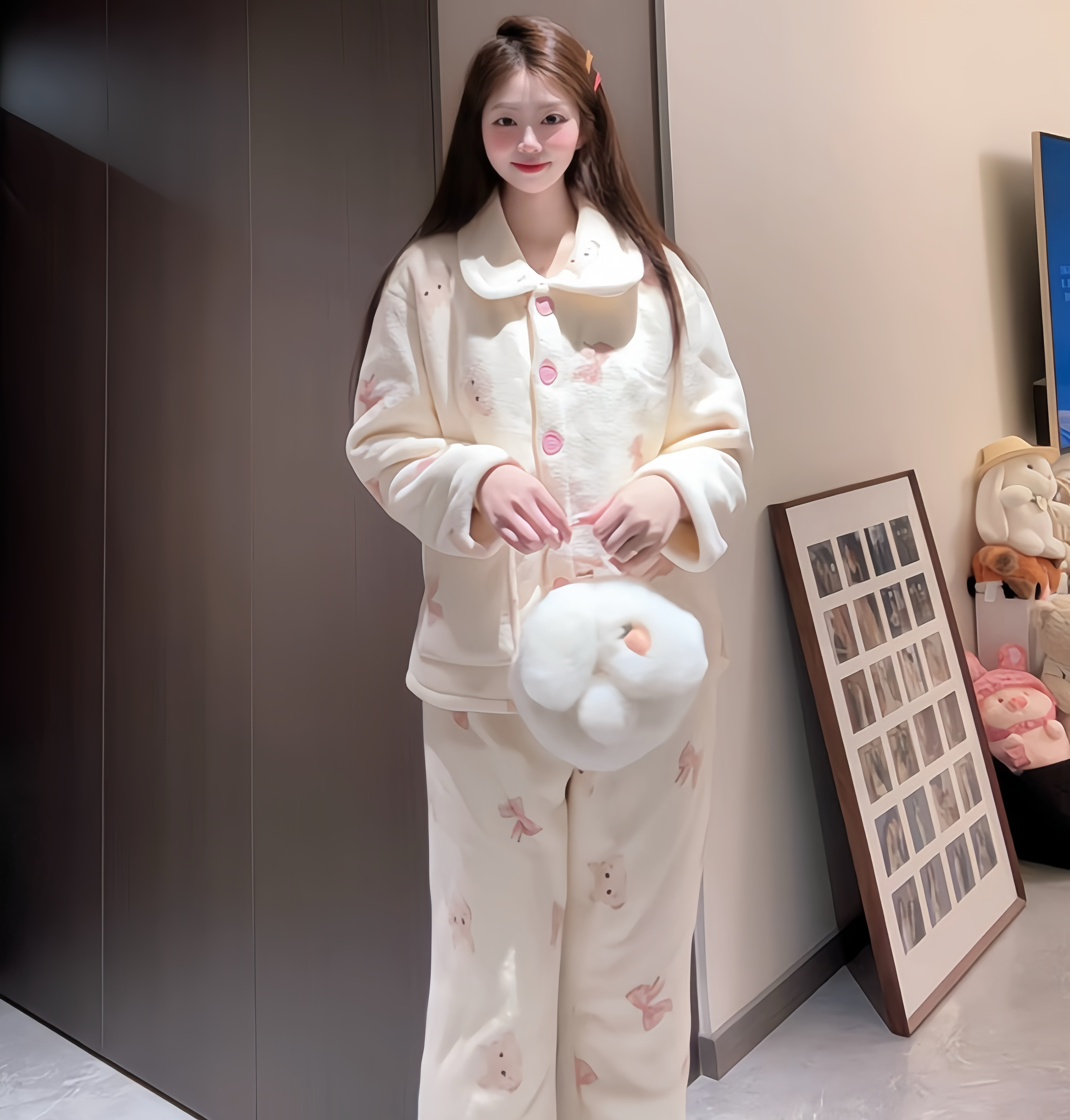 (兔兔）冬季加厚加绒可爱兔兔减龄休闲睡衣女长袖长裤家居服可外穿